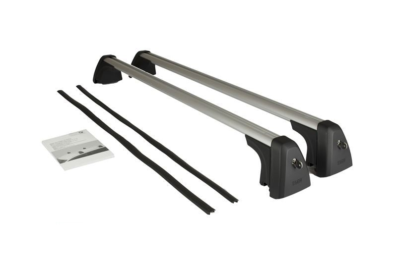 Barras de techo para BMW F45, F31. Original BMW. Soporte multifunción para portaequipajes, portabicis o caja de techo. OEM 82712350124. Compatibles con modelos con raíles en el techo. Montaje sin herramientas.