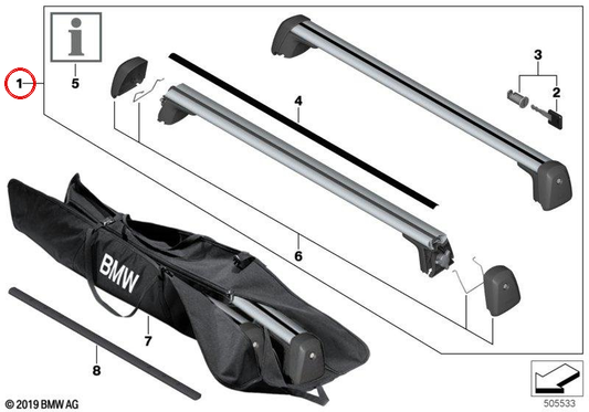 Barre del tetto per BMW X4 F98, G02 (OEM 8271244244). BMW originale.