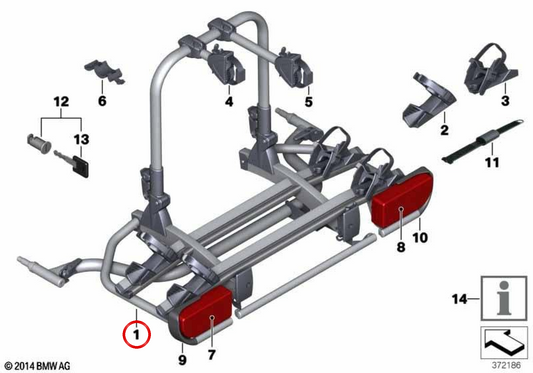 Porte-vélos arrière 2 vélos OEM 82722230146 pour MINI Countryman R60 (2010-2016), MINI Paceman R61 (2012-2016). MINI d'origine.