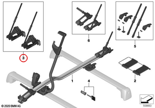 Fatbike-Radschalen schwarz OEM 82722472969 für MINI Dach-Fahrradträger R50, R53, R56, F55, F56, F54, F60... und mehr. Original MINI.