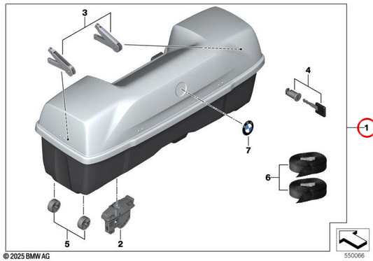 Caixa de transporte traseira OEM 82725A57170 para BMW iX3 e muito mais. BMW genuíno.
