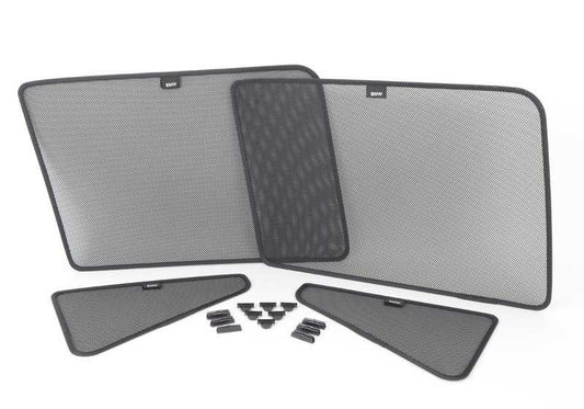 Parasoles laterales traseros (1 pieza) OEM 51462318007 para BMW F31. Protege del sol y reduce el calor interior. Usable con la ventanilla bajada. Original BMW.