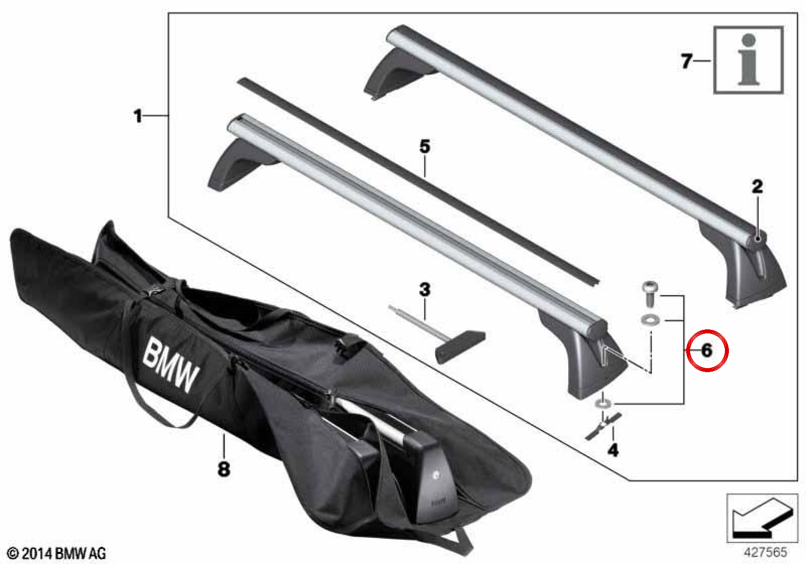 Luggage rack fixing screw set OEM 82792355984 for BMW 1 Series E81, E87, E82, 3 Series E90, E91, E92, 5 Series F07 GT... and more. Genuine BMW.