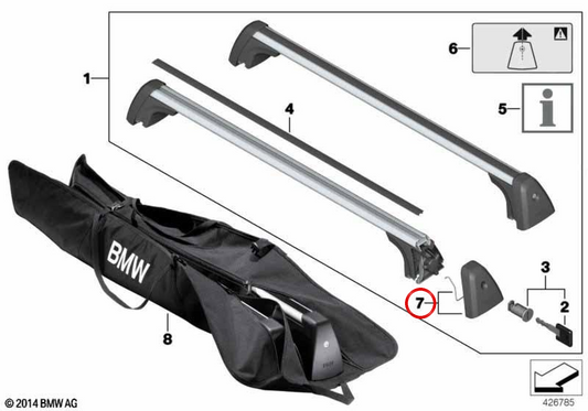Coperchio protettivo con staffa per portapacchi da tetto OEM 82792405960 per BMW Serie 2 Active Tourer F45, Serie 3 Touring F31, X1 F48, X5 F15 e X5 M F85. Originale BMW