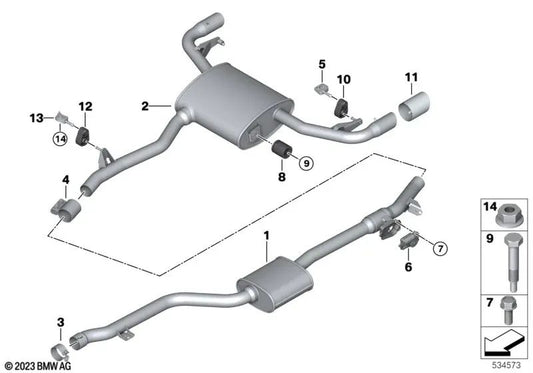Front silencer with exhaust valve for BMW G01, G02 (OEM 18307102474). Original BMW.