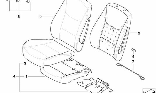 Une partie du siège en cuir droit de base pour BMW E82, E88 (OEM 52107295039). BMW d'origine