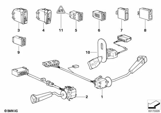 Interruttore intermittente, attraversamento e luci lunghe per BMW E34, E32 (OEM 61311388489). BMW originale