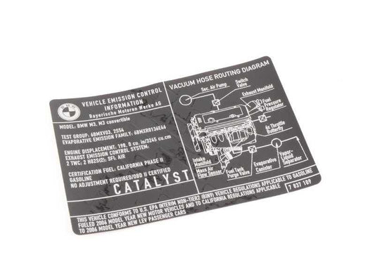 Abgaswarnplatte für BMW 3 E46 -Serie (OEM 71227837109). Original BMW