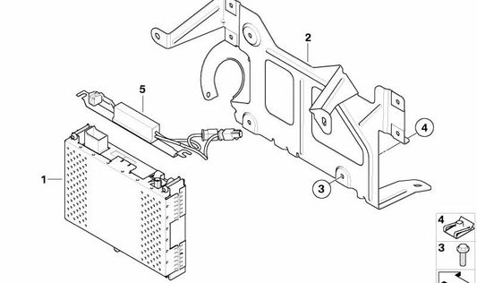 Soporte para módulo receptor IBOC OEM 65156925444 para BMW Serie 5 {E61, E61N}. Original BMW.