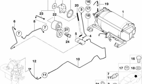 Carcasa del filtro de aire OEM 13831183393 para BMW E36, E34. Original BMW.