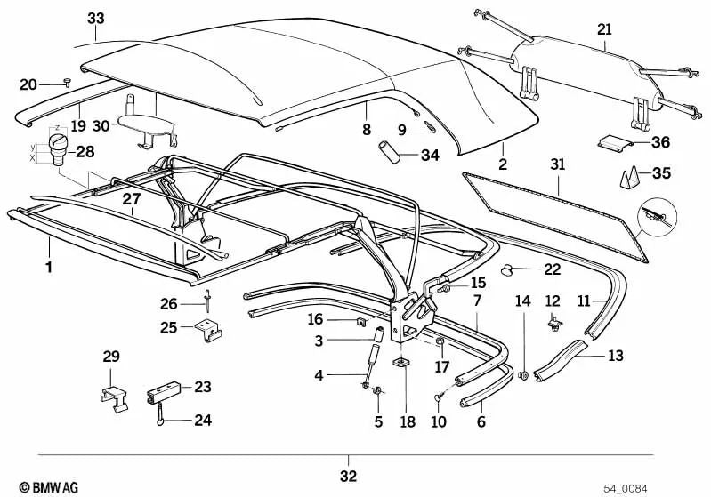 Cuerda para BMW Serie 3 E30 (OEM 54311932757). Original BMW