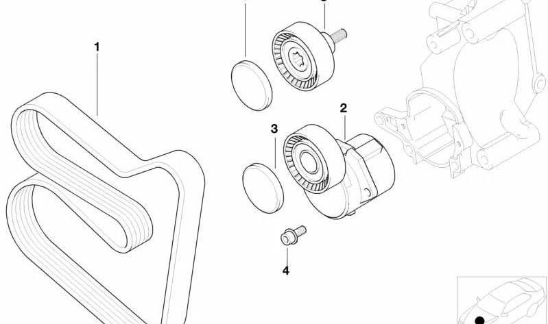 Polea tensora OEM 11281435594 para BMW E36, E46, Z3. Componente del sistema de correa para bomba de agua/generador. Original BMW.