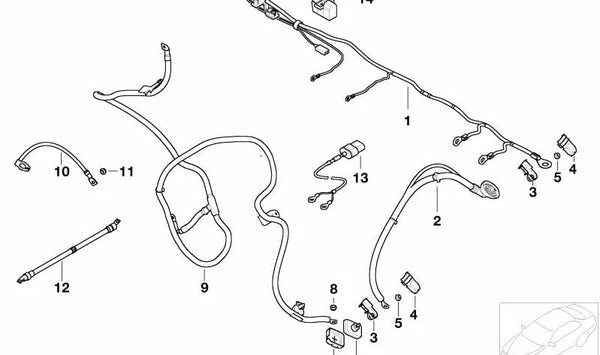 Cable positivo de batería OEM 61126932479 para BMW E53 (X5) ✔ Pieza original BMW.