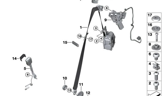 Cintura di sicurezza frontale OEM 72119870081 per BMW G23, G83. BMW originale.