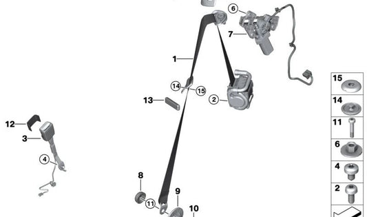 Front right upper belt for BMW G23, G83 (OEM 72119870054). Original BMW