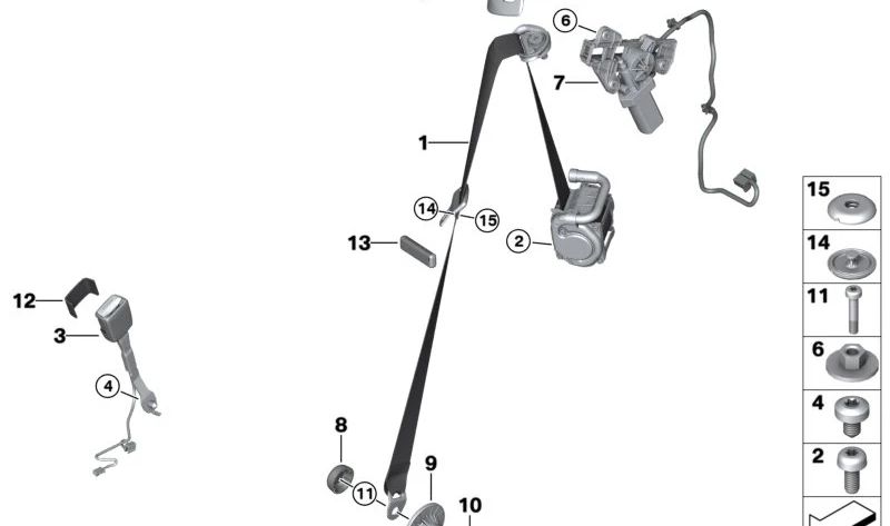 Front left upper belt for BMW 4 Series G23, G83 (OEM 72119870057). Original BMW