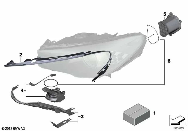 Kit de reparo do suporte do farol esquerdo para BMW F07, F10, F11, F18 (OEM 63127262734). BMW original