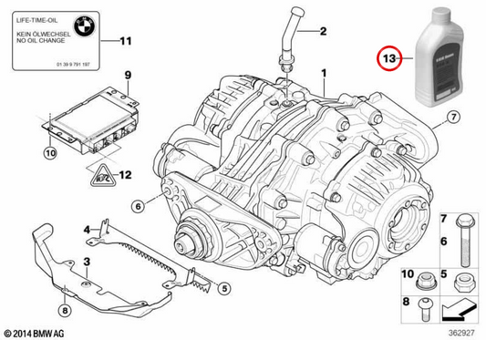 Aceite para diferencial trasero OEM 83120445832 para BMW (Modelos compatibles: F06, E70, F15, F85, E71, F16, F86). Original BMW.
