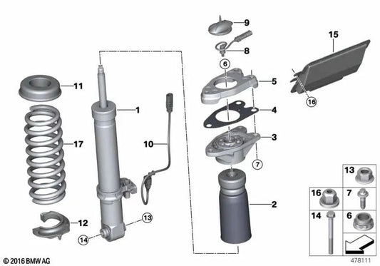 Rear coil spring for BMW F87, F87N (OEM 33537853275). Original BMW