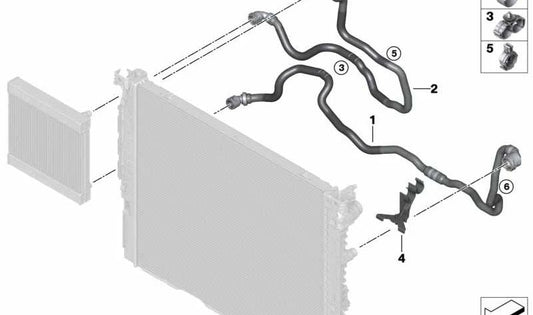 Manguera de refrigerante OEM 17128602634 para BMW G30, G31, G32, G11, G12, G14, G15, G16. Original BMW.