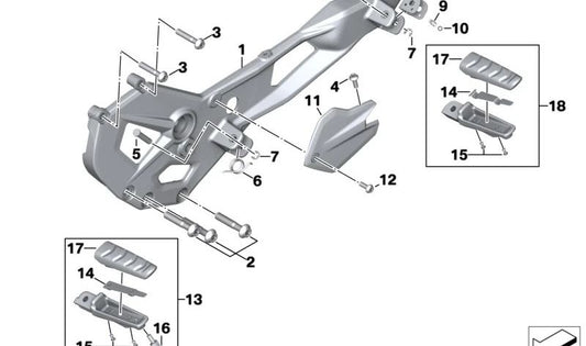 Protección talón derecho OEM 46718404016 para motos BMW F900R, F900XR. Original BMW Motorrad.