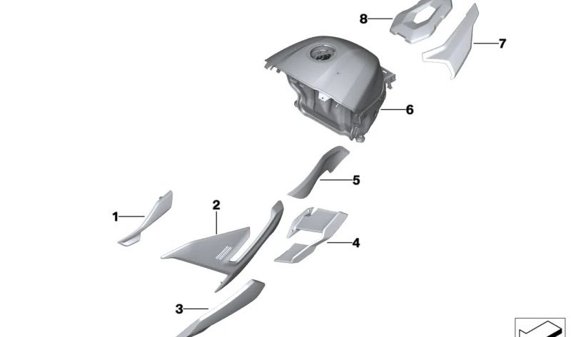 Revestimiento faro izquierdo BLACKSTORM MET OEM 46637108945 para motos BMW S 1000 R (K63), M 1000 R (KM3). Original BMW Motorrad.