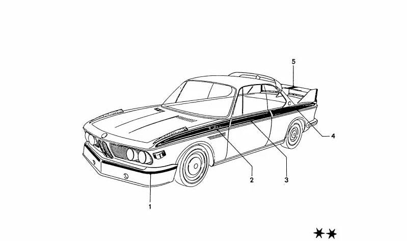 Vinilo decorativo Motorsport OEM 51141835159 para BMW E9 3.0 CSi. Adaptado al diseño clásico. Original BMW.