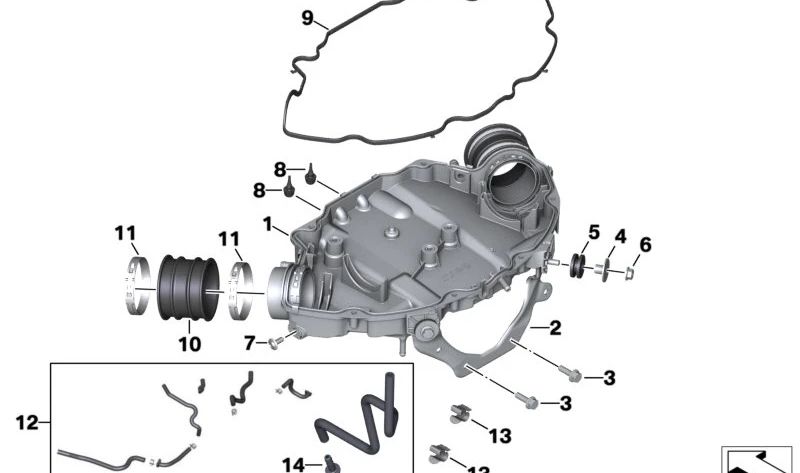 Silenciador de admisión inferior OEM 13718413349 para motos BMW R 18, R 18 Classic, R 18 B, R 18 Transcontinental. Original BMW Motorrad.