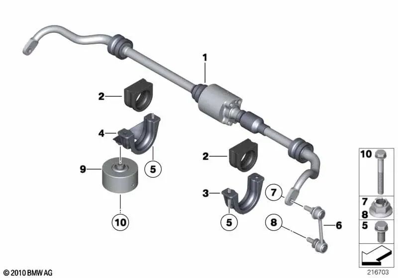 Pendelstütze posteriore per BMW 5 F07 Serie, F11 (OEM 33556786429). BMW originale