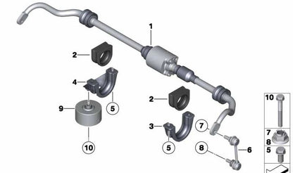 Silentblock de estabilizadora trasera OEM 37126761022 para BMW E60, E61, F07, F10, F11, E63, E64, F06, F12, F13, F01, F02. Original BMW.