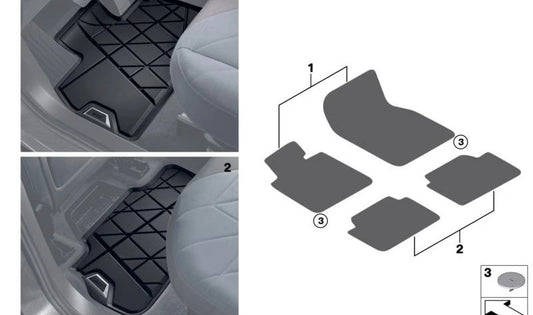 Alfombrillas de goma delanteras (RHD) OEM 51475A20D49 para BMW iX (I20). Original BMW.