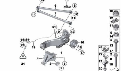 Tornillo hexagonal con arandela M14x1,5x98-10.9 OEM 33309808687 para eje trasero MINI Countryman R60, Paceman R61. Original MINI.