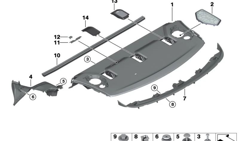 Embellecedor para respaldo trasero OEM 51477910675 para BMW F44 216d, 216i, 218d, 218i. Compatible con modelos con respaldo abatible. Original BMW.