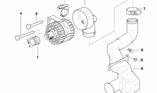 Tubo de admisión OEM 12311740636 para BMW E39. Original BMW.