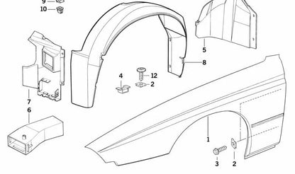 Cubierta derecha OEM 51711970266 para BMW E31. Original BMW.