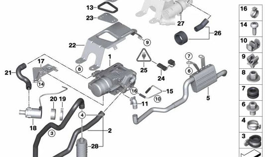 Manguera de refrigerante OEM 64126955924 para BMW X5 {E70, E70N, F15, F85} y BMW X6 {E71, E72, F16, F86}. Original BMW.
