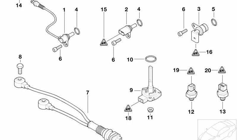 Buchsengehüt für BMW 3 E46 -Serie, Serie 5 E39, E60, E61, Serie 6 E63, Serie 7 E65, E66, X5 E53, Z4 E85 (OEM 12521427964). Original BMW