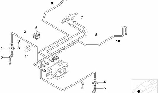 Tubo de freno recubierto de goma OEM 34326754589 para BMW Z3 E36 {Z3 1.8, 1.9, 2.8 con cambio manual y automático}. Original BMW.