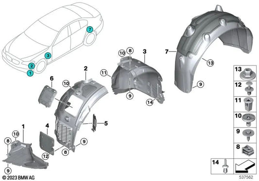 Blind Rivet for BMW G42, G87, G20, G21, G28, G80, G81, G22, G23, G82, G83, F90N, G60, G70 (OEM 51755A383B7). Original BMW