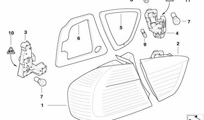 Portalámpara luz trasera lateral derecha OEM 63216937474 para BMW Serie 3 E90. Original BMW.