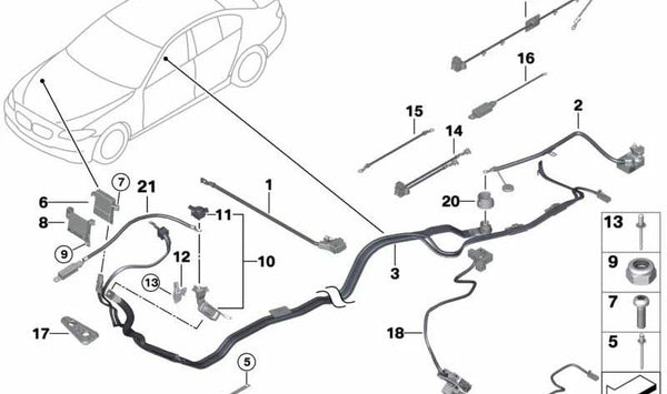 Cable de masa OEM 61129237192 para BMW F06, F06N, F12, F12N, F13. Repuesto original BMW. Longitud 190 mm.