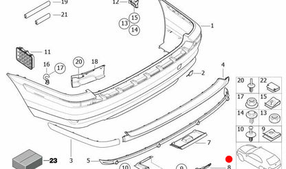 Support droit pour le diffuseur arrière OEM 51128251570 pour BMW E46. Pièce BMW originale. Convient pour les modèles avec diffuseur arrière, facile à rechercher comme "Diffuseur droit BMW E46".