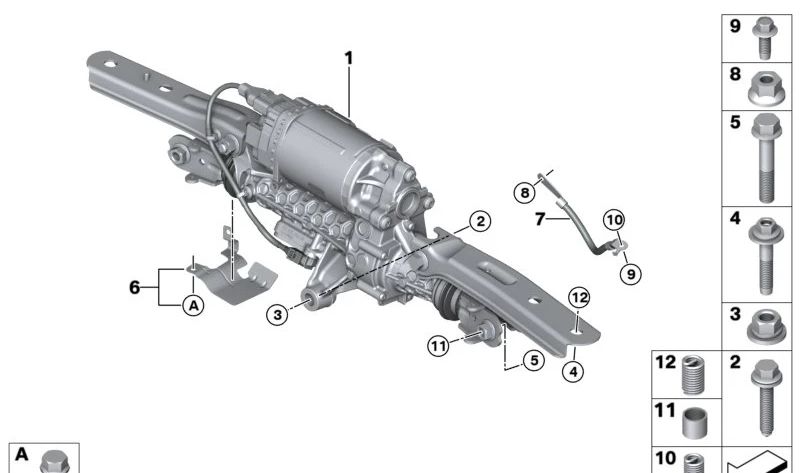 Set di riparazioni per piastra di protezione termica per BMW 5 G60 Series, G61, G90, 7 G70, x5 G05N, X6 G06N, X7 G07N, XM G09 (OEM 33348842876). BMW originale.