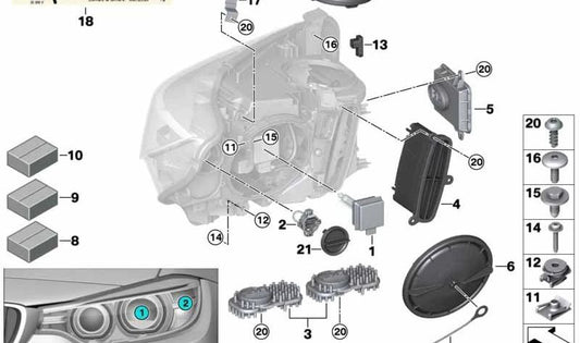 Juego de bloqueo conector OEM 63117379930 para BMW F80, F32, F33, F36, F82, F83. Compatible con faros Xenón y LED. Original BMW.