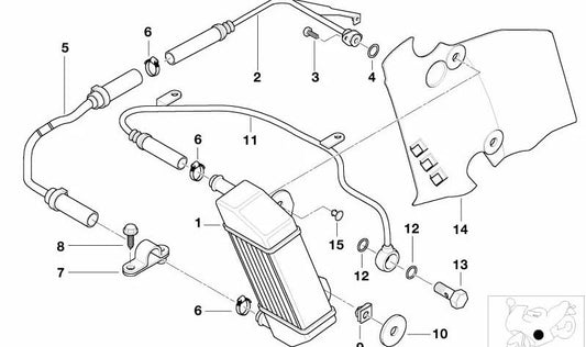 Refrigerador de aceite derecho OEM 17227654042 para motos BMW R 1150 R, R 850 R, Rockster. Original BMW Motorrad.
