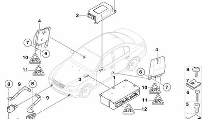 Sensor de impacto lateral izquierdo OEM 65776974364 para BMW E60, E61, E63, E64. Original BMW.