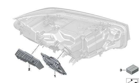Modulo LED intermittente/luce diurna destra per la BMW 3 G20N, G21N, G28N (OEM 63115A82A02). BMW originale