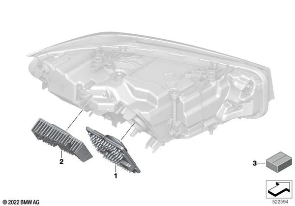 Módulo LED Intermitente/Luz diurna izquierda para BMW G20N (OEM 63115A57071). Original BMW