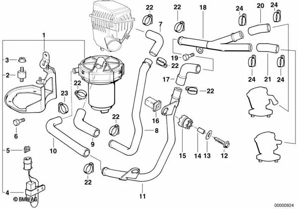 Tubería de presión para BMW Serie 7 E38 (OEM 11721741843). Original BMW.