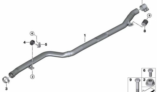 Tubo intermedio OEM 18309885502 para BMW G32, G32N, G11, G11N. Pieza original del sistema de escape. Compatible solo con los modelos mencionados. Original BMW.